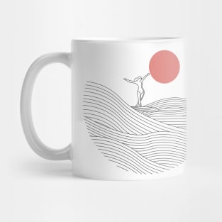 Surfing Lines, Surfer Girl Walking The Board Mug